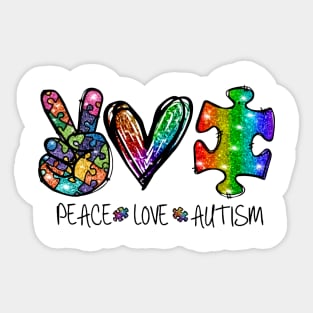 Peace Love Autism Awareness Sticker